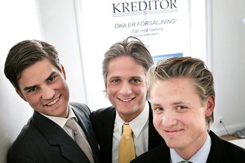 Cofondateurs de Klarna, Victor Jacobsson à gauche, Sebastian Siemiatkowski au milieu et Niklas Adaberth à droite